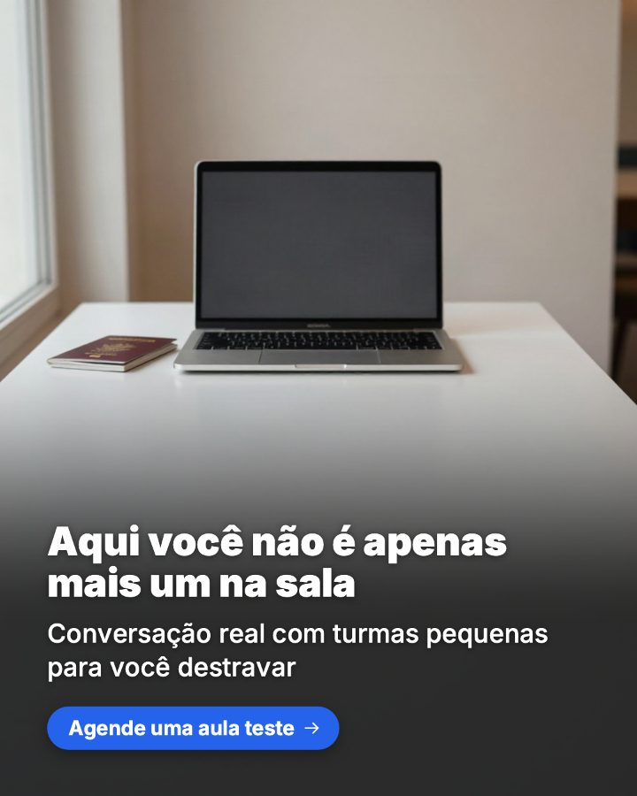 Post de Instagram gerado por IA para Speak Up Idiomas: Aqui você não é apenas mais um na sala