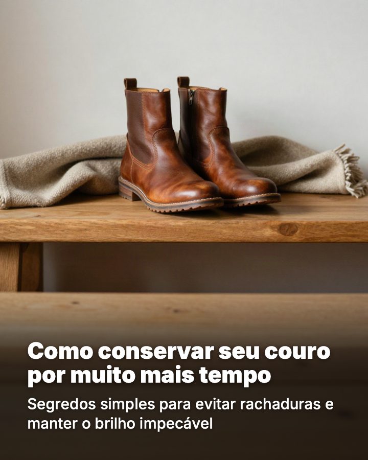 Post de Instagram gerado por IA para Passo Certo Calçados: Como conservar seu couro por muito mais tempo