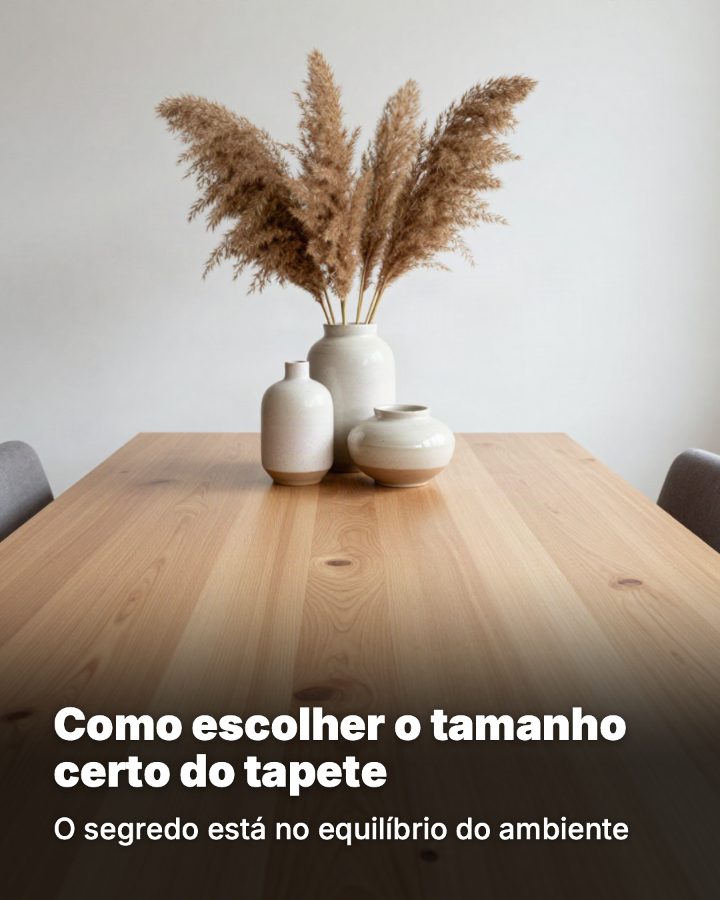 Post de Instagram gerado por IA para Casa Aconchego Móveis: Como escolher o tamanho certo do tapete