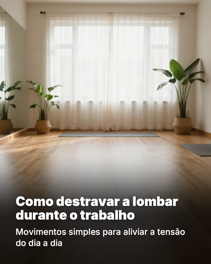 Post de Instagram gerado por IA para Studio Equilíbrio: Como destravar a lombar durante o trabalho