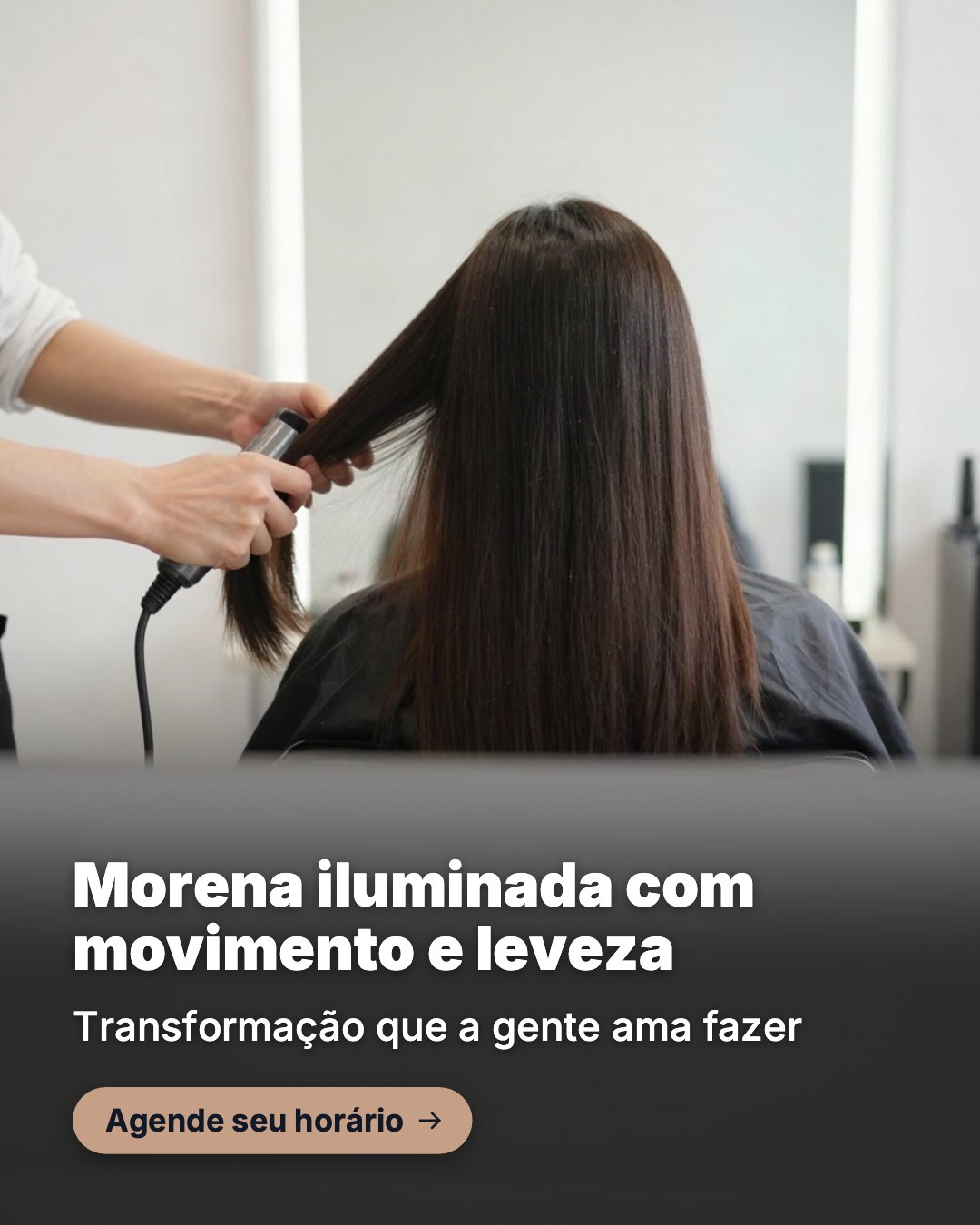 Post de Instagram gerado por IA para Studio Bela: Morena iluminada com movimento e leveza